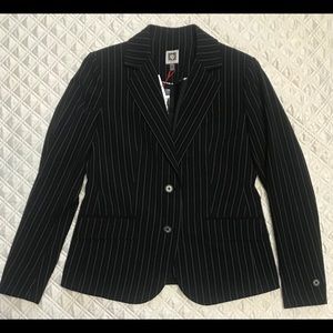Anne Klein Womens Pinstripe Two Button Suit Jacket